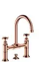 AXOR-HG-AXOR-Montreux-2-Griff-Waschtischarmatur-220-mit-Kreuzgriffen-und-Zugstangen-Ablaufgarnitur-Polished-Red-Gold-16510300 gallery number 1